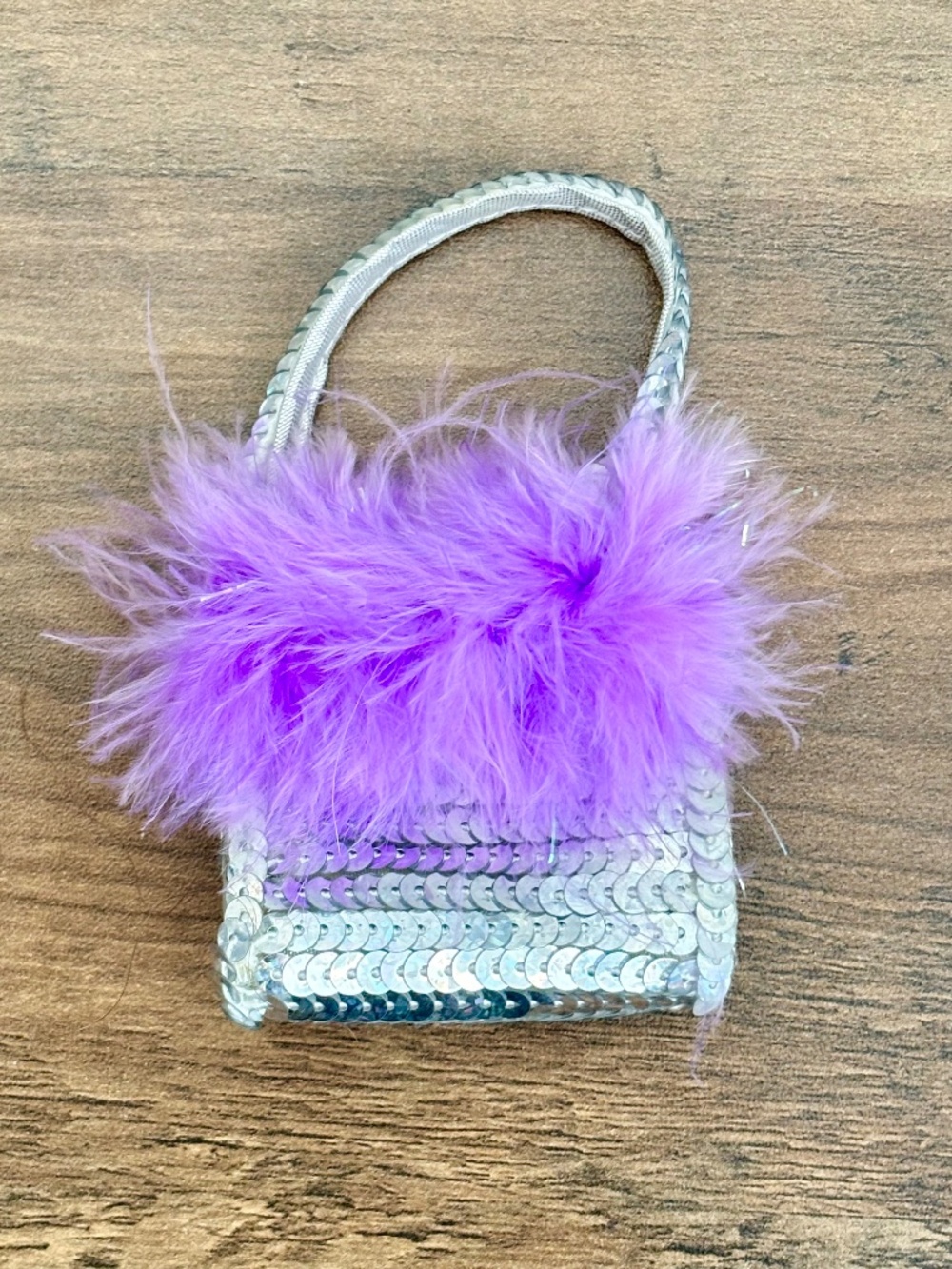 American Girl Doll New Year's Eve 2000 Outfit Set Silver Sequin Purse Bag Purple